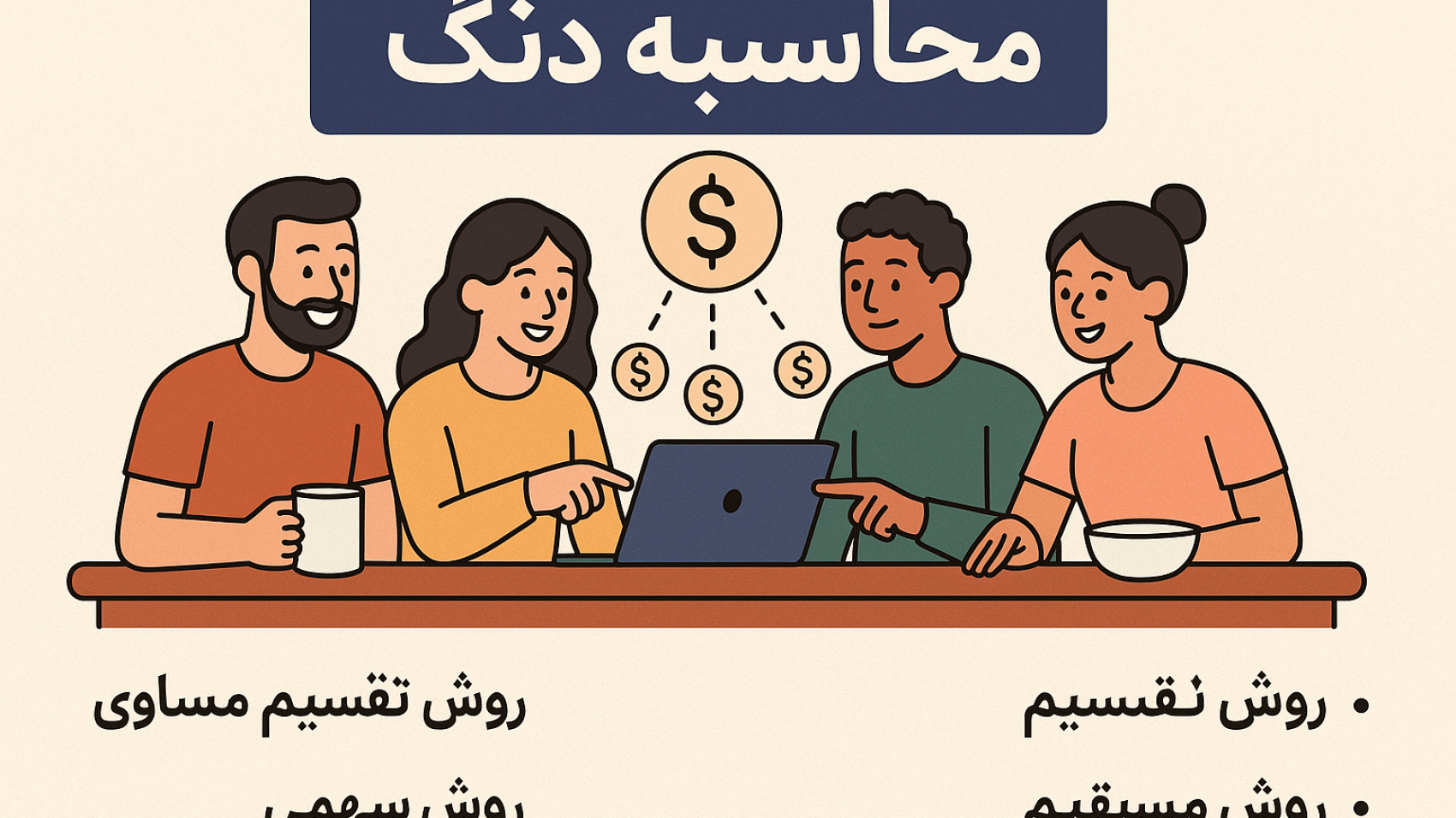 محاسبه دنگ: راهنمای کامل برای تقسیم هزینه‌های مشترک