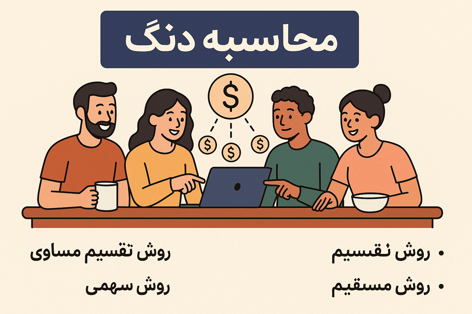 محاسبه دنگ: راهنمای کامل برای تقسیم هزینه‌های مشترک